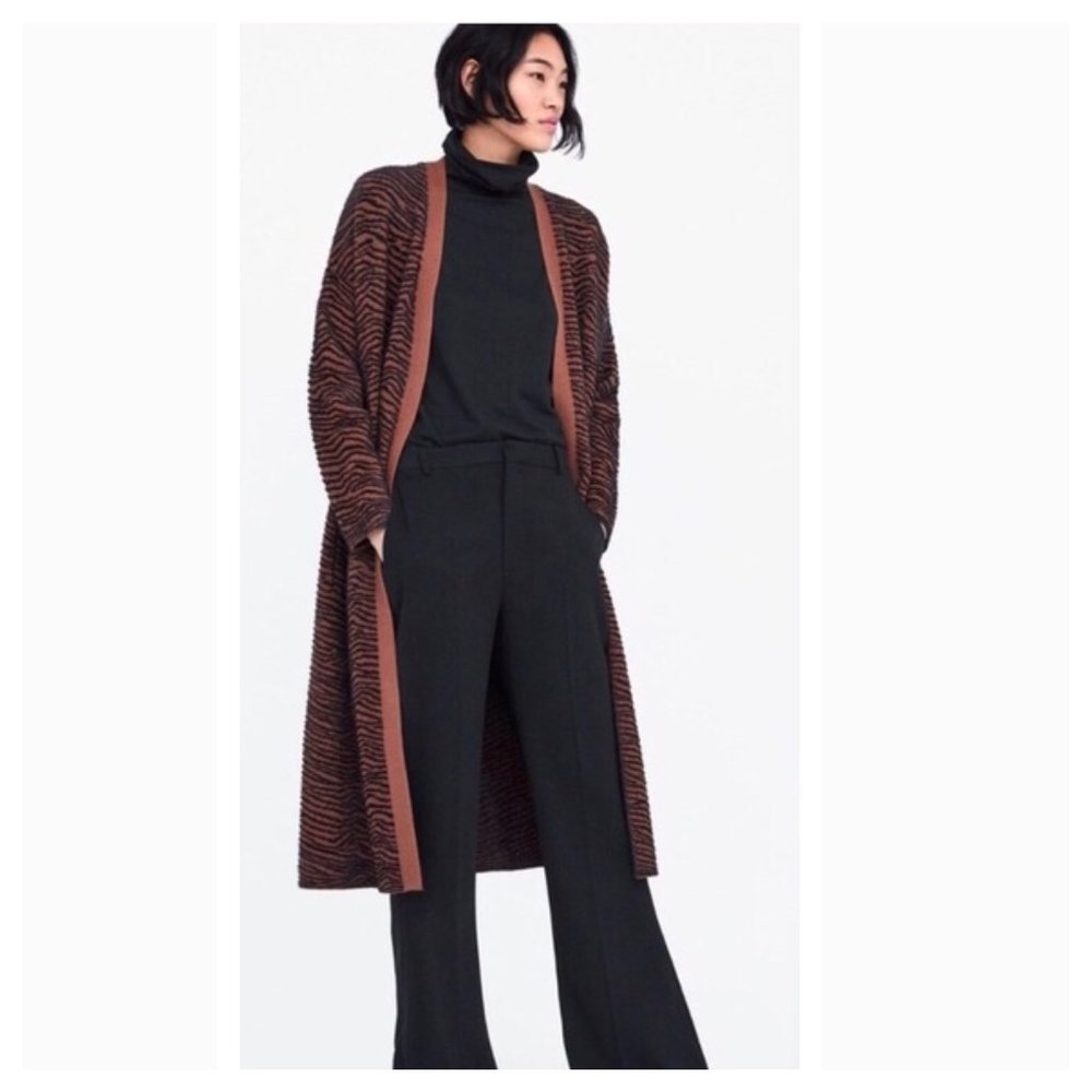 ZARA Zebra Duster Cardigan - Picture 1 of 9